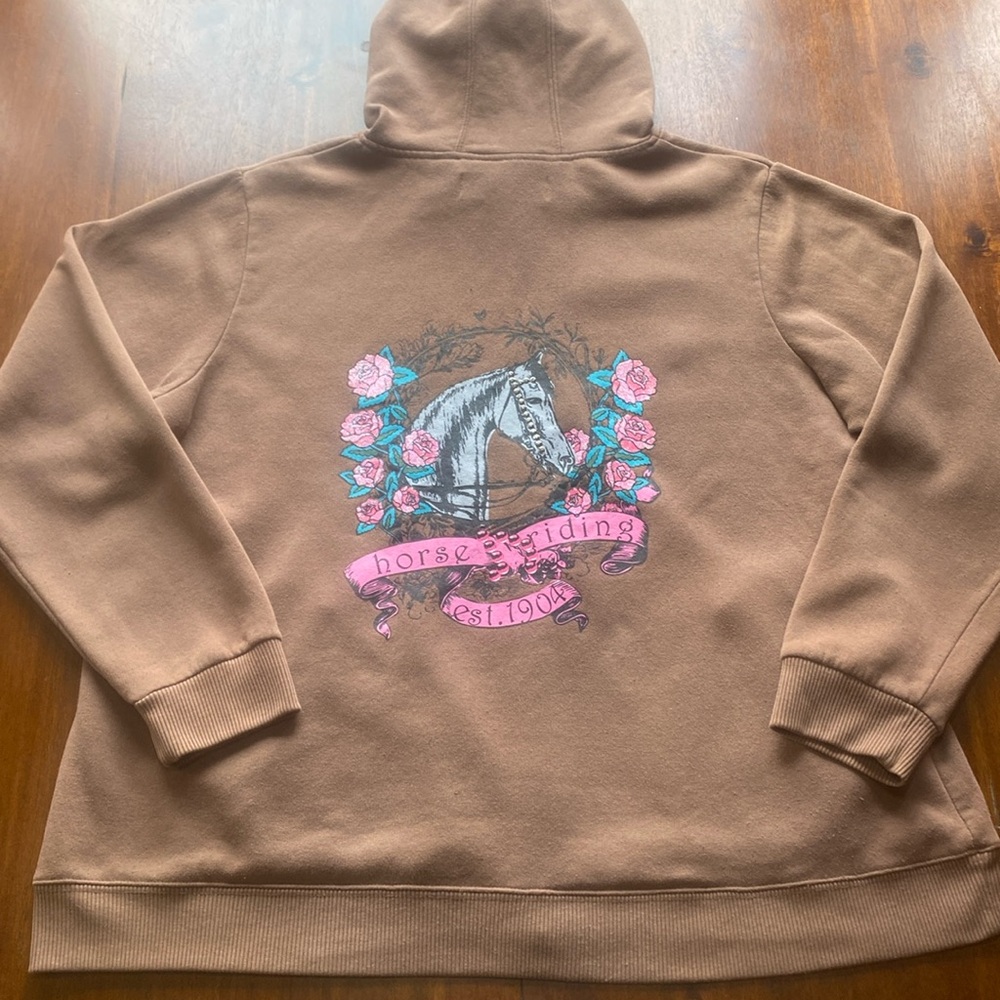 Bit & Bridle Horse Riding Hoodie Size 1X